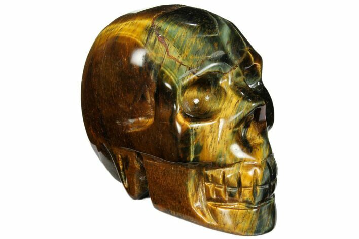 Polished Blue Tiger's Eye Skull - Crystal Skull #111819